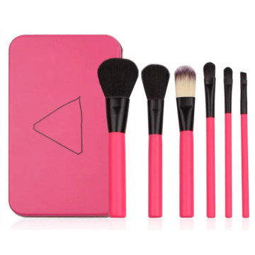 6PCS Metal Box Package Make up Brush Set